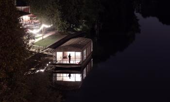 floating house : by night floating house : by night